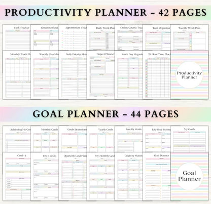 Ultimate Life Planner Bundle: ADHD Productivity, Habit Tracker, Self Care, Weight Loss & Home Organization Printables | Digital Travel Planner