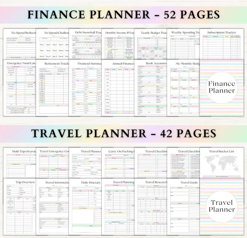 Ultimate Life Planner Bundle: ADHD Productivity, Habit Tracker, Self Care, Weight Loss & Home Organization Printables | Digital Travel Planner